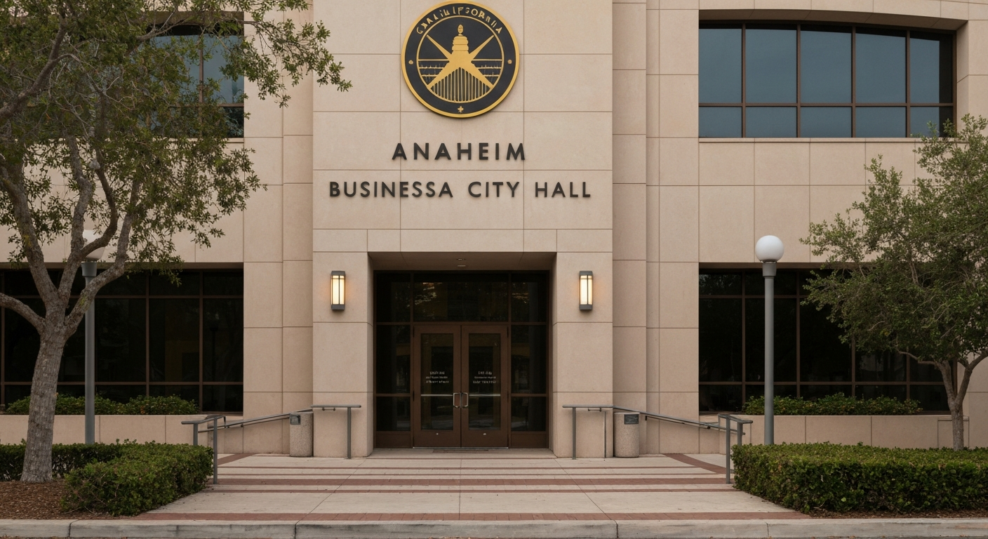 Anaheim California City Hall where the Business License Division processes new business license applications