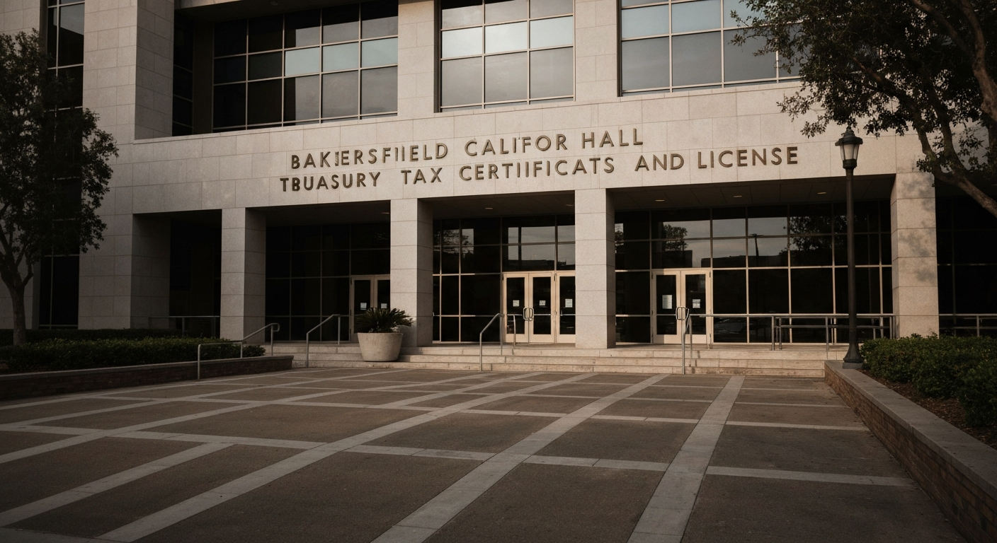 Bakersfield California City Hall where the Treasury Division processes business tax certificates and licenses