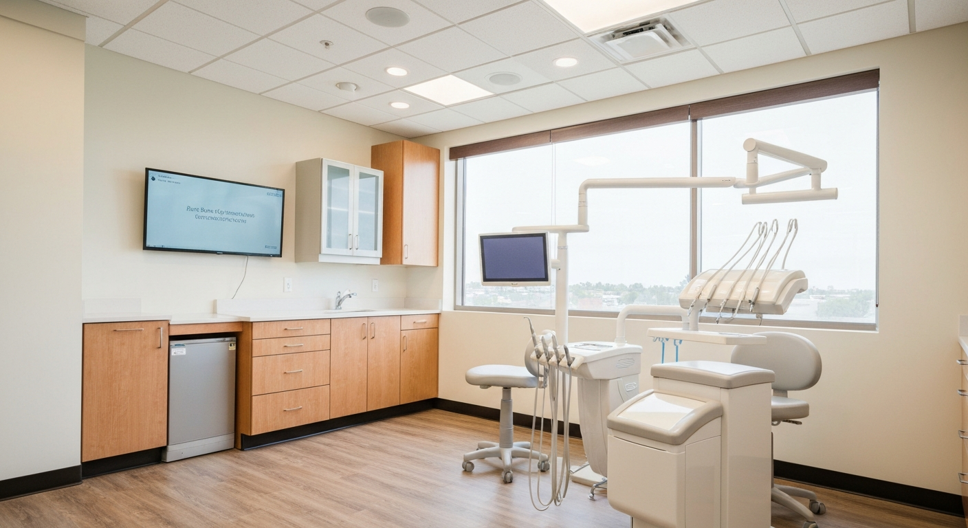 Modern California dental office with bright design and equipment
