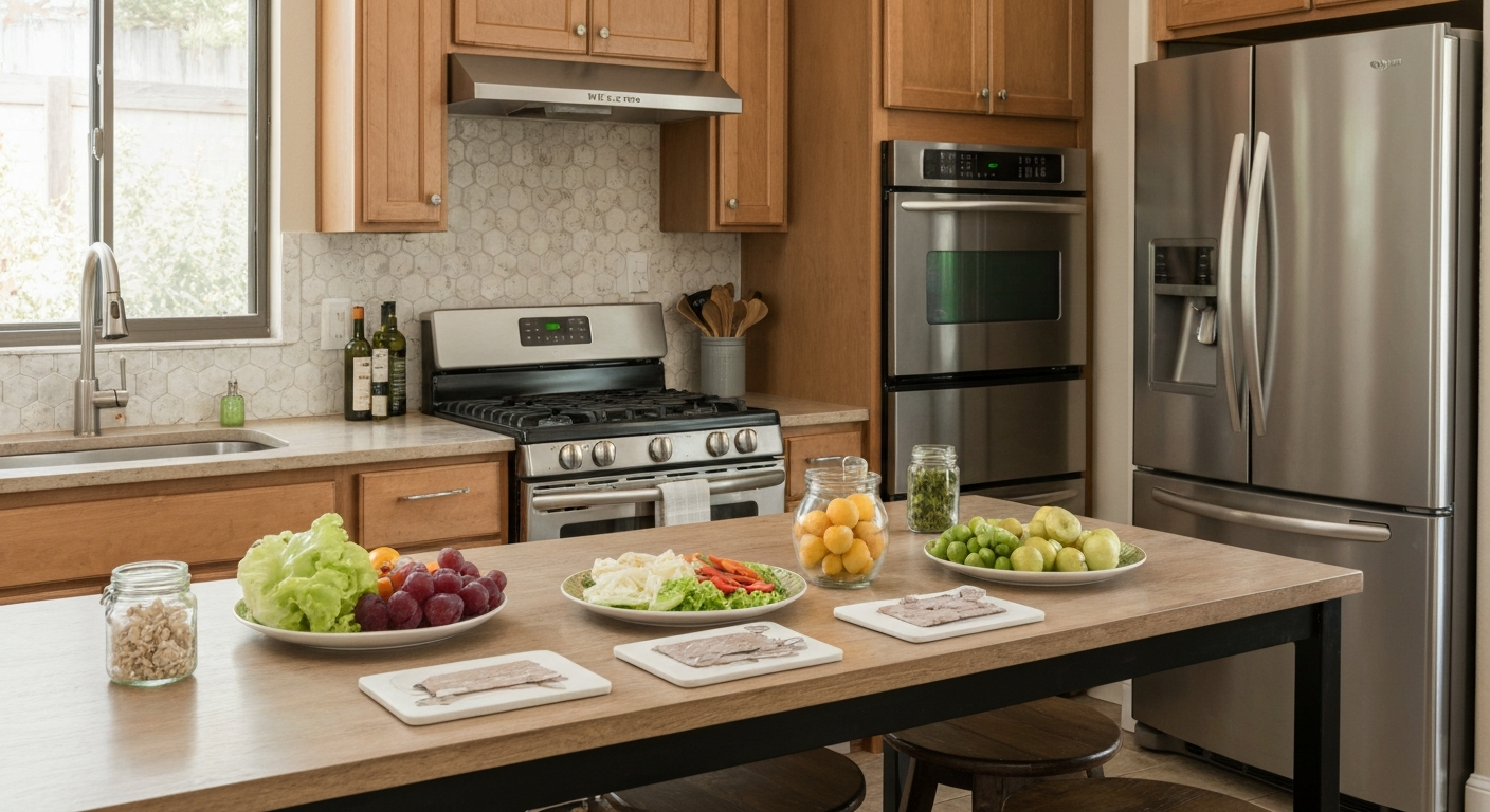 California home kitchen set up for a MEHKO meal prep business