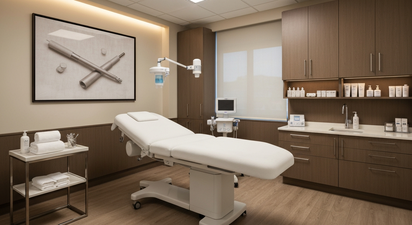Luxury California medical spa treatment room with modern clinical design