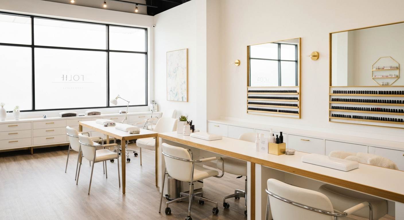 Modern California nail salon with bright minimalist design