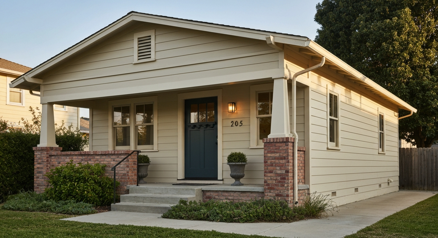 Exterior house painting on a California craftsman bungalow