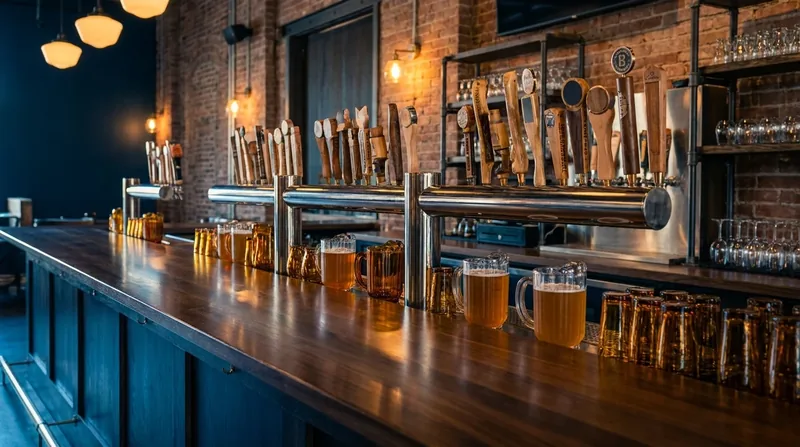 Tap handles and glassware on a polished bar, How to Start a Brewery in California