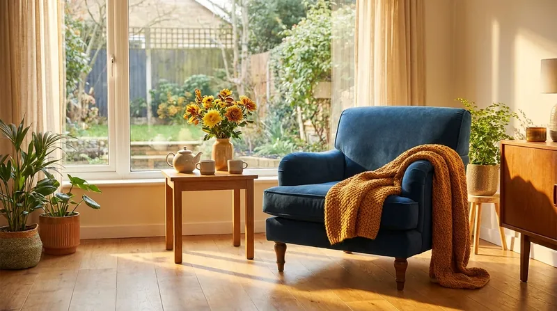 Sunlit sitting room with an armchair and blanket, How to Start a Home Care Business in California