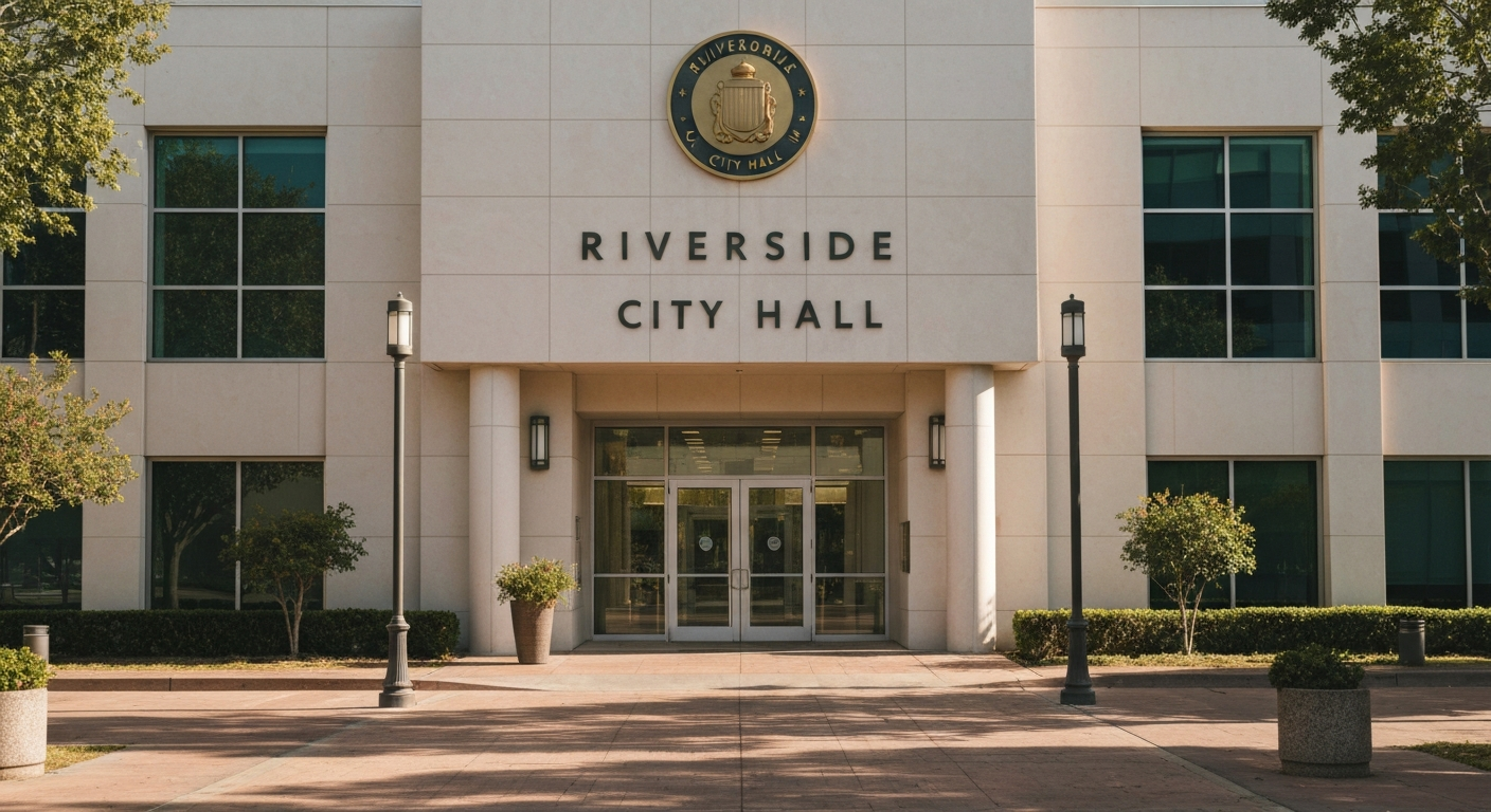 Riverside California City Hall where business owners apply for business tax certificates