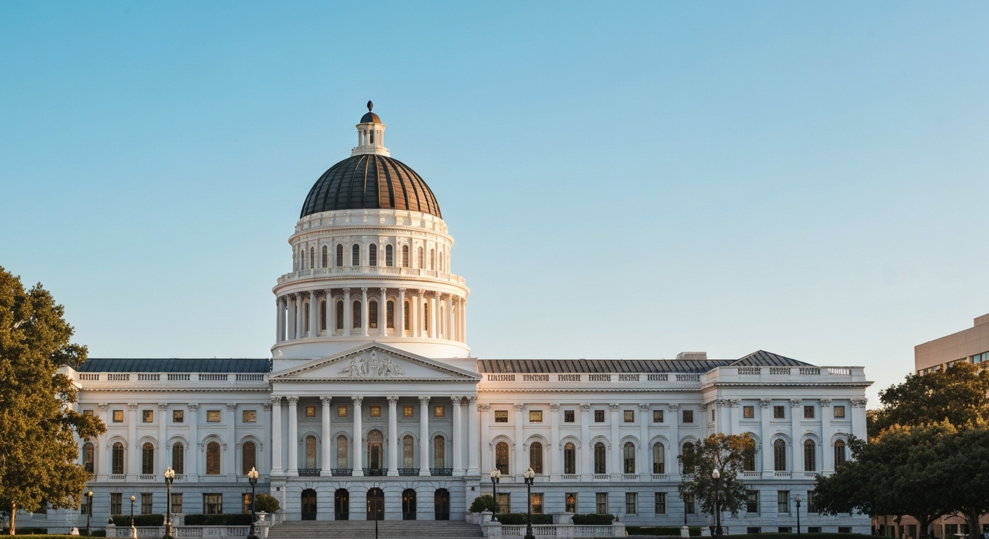 California State Capitol in Sacramento where the state government is headquartered alongside city business operations tax administration