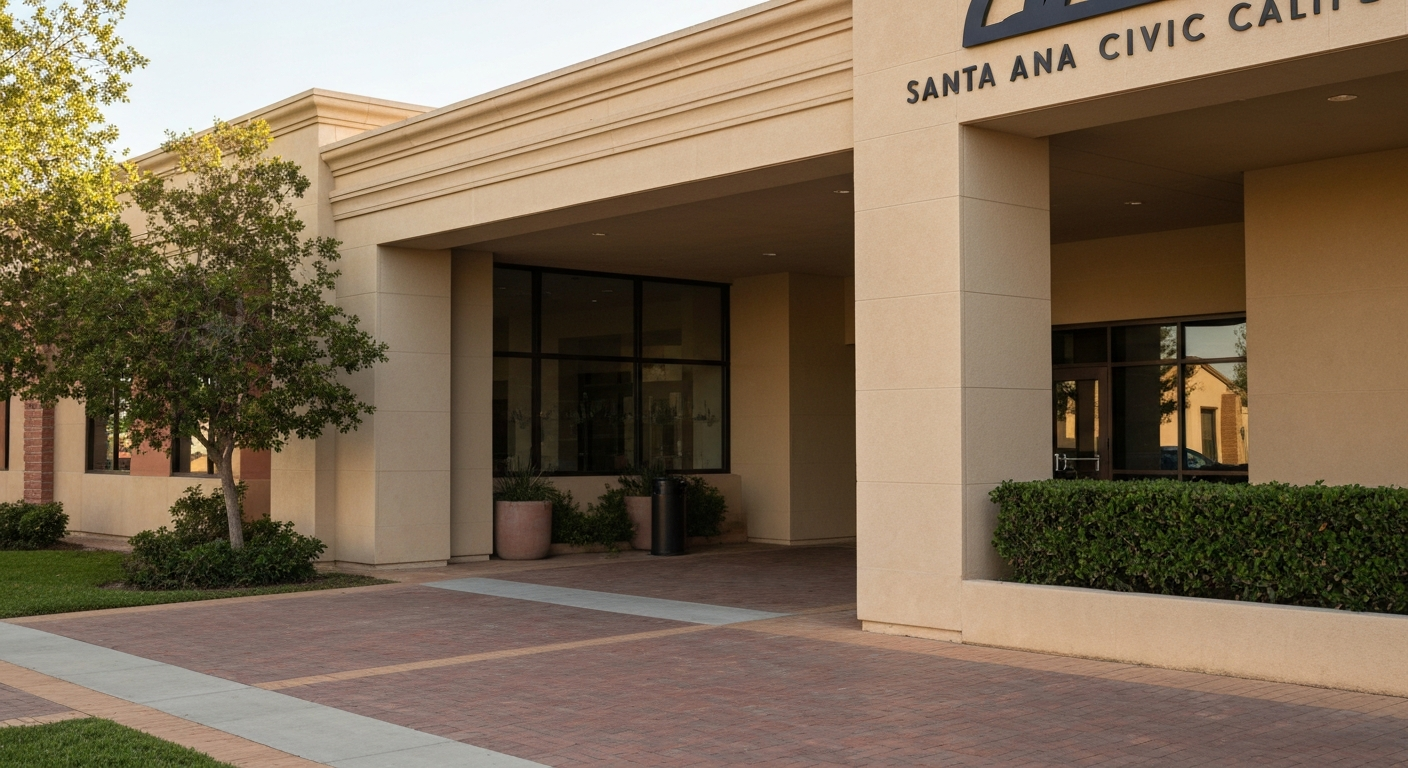 Santa Ana California Civic Center where business owners apply for business licenses at the Ross Annex