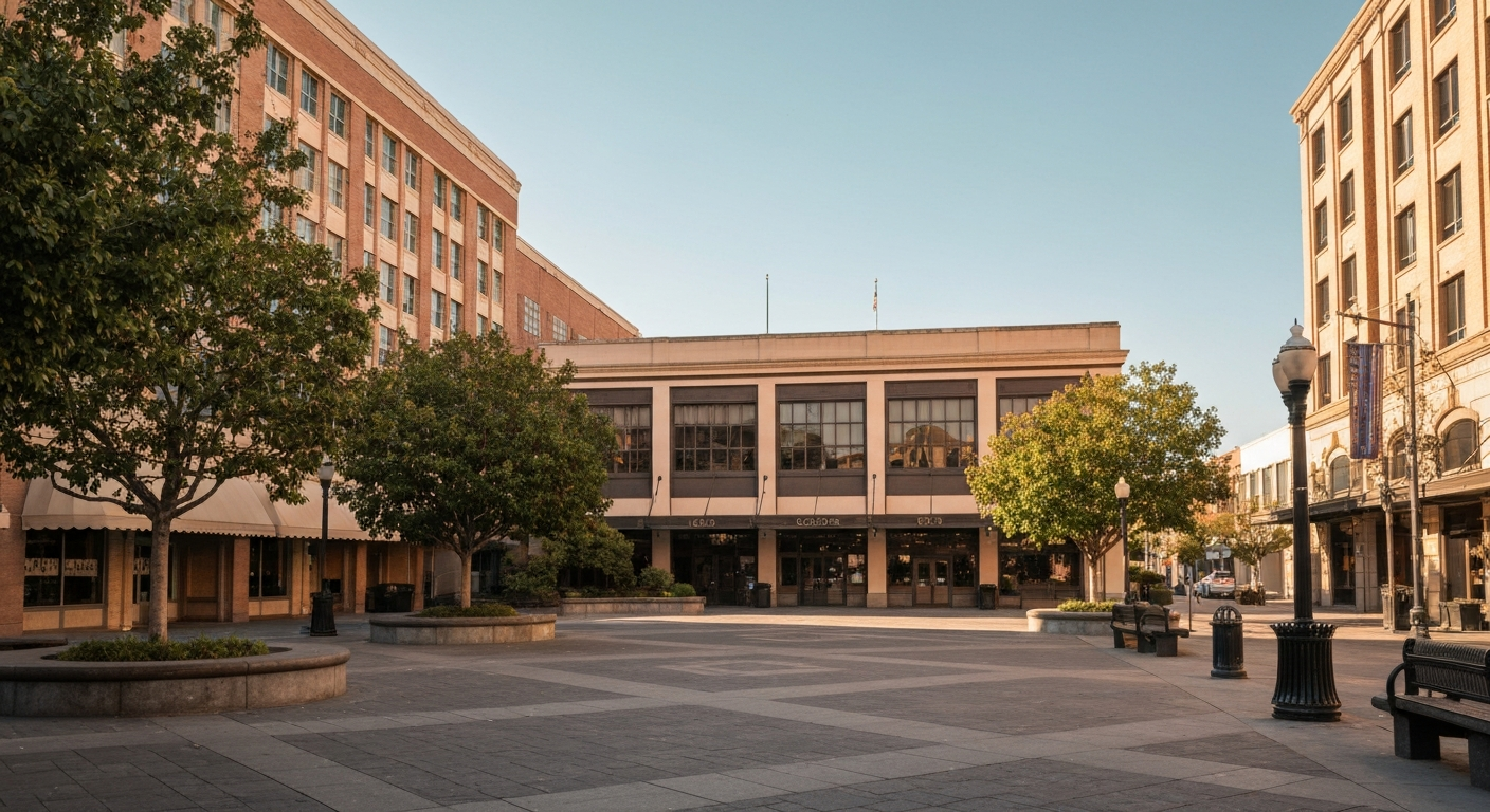 Santa Rosa California downtown square showing the city center where new business owners register for their Business Tax Certificate