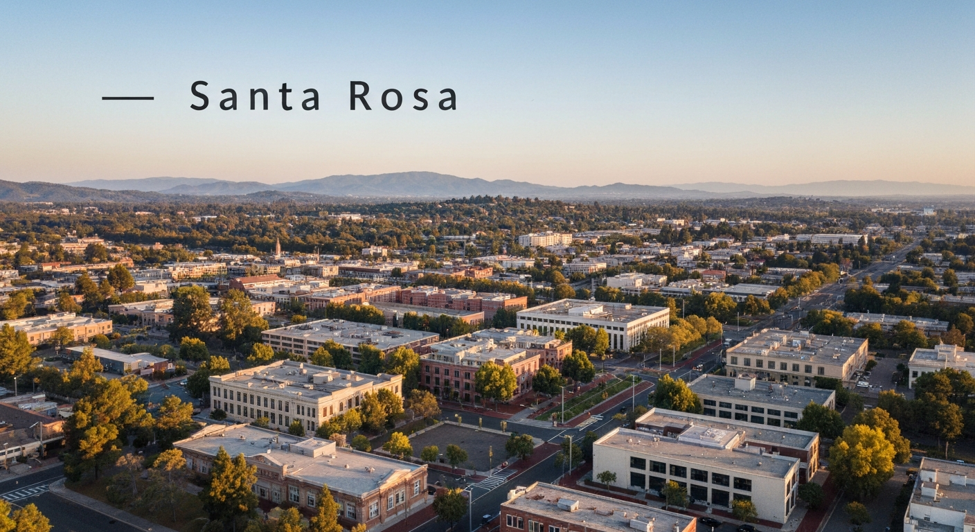 Santa Rosa California aerial view showing the Wine Country hub and Sonoma County seat where entrepreneurs start businesses