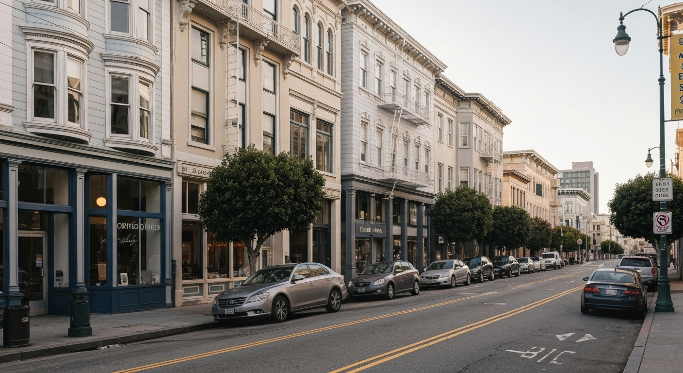 San Francisco commercial street showing the mix of historic and modern business districts where entrepreneurs start companies