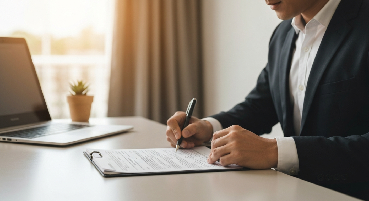 Business owner completing Stockton California business license application paperwork